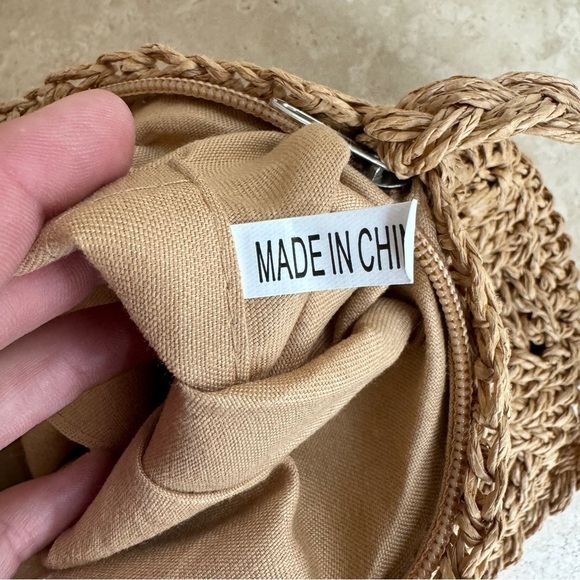 Raffia Straw Circle Small Crossbody Bag Bohemian Festival - Picture 9 of 9